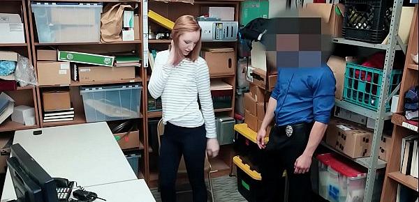  Old Vigilant Security Fucks Lovely Redhead  Katy Kiss At his Office - Teenrobbers.com